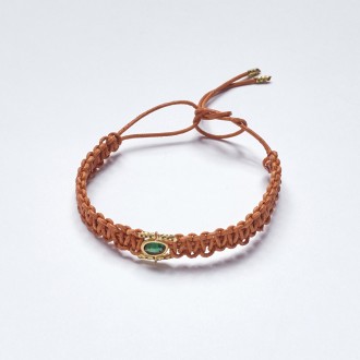 Pulseira Macramê Cru Turmalina Verde