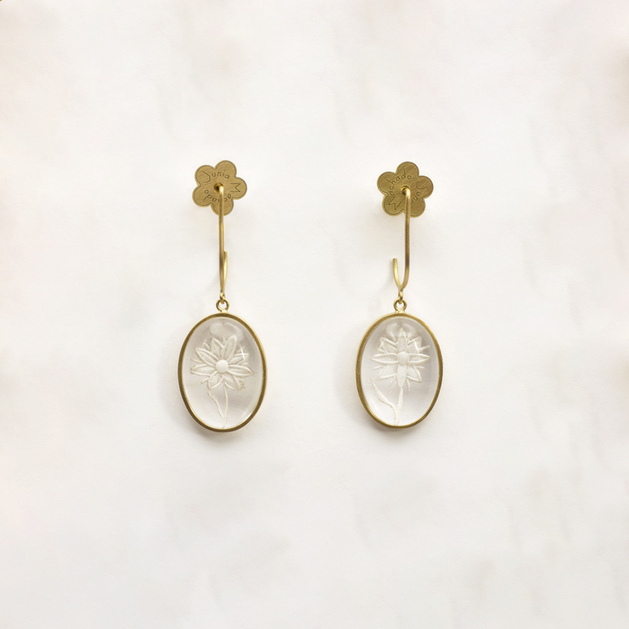  Brinco Flor de Cristal 